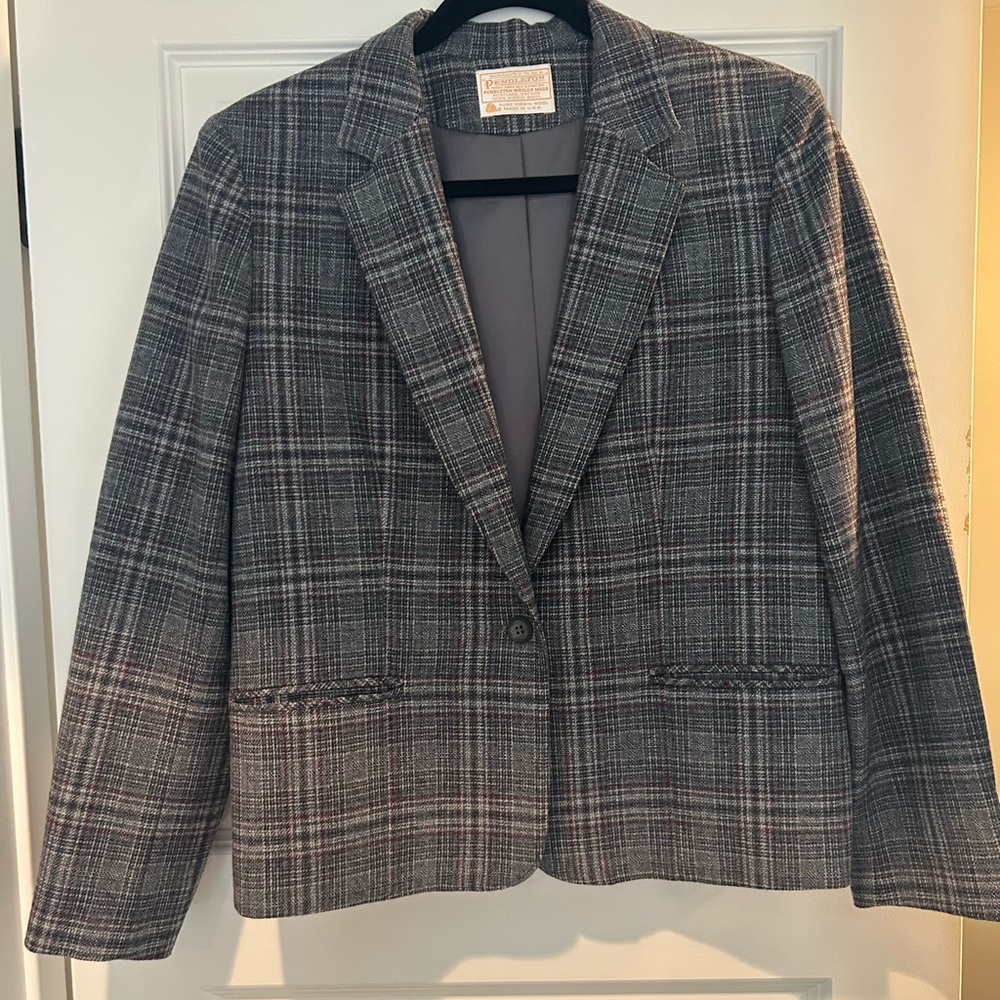 Pendleton Charcoal Plaid Women's Blazer